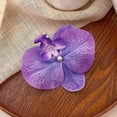 thumbnail image 4 of Xinwanna Phalaenopsis Flower Hair Clip Faux Silk Flower Design Hairpin Back Head Hair Claw Lightweight Stylish Accessory (Purple), 4 of 13