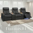 thumbnail image 3 of Seatcraft Luminis LT Zero-Gravity Heat & Massage Italian Leather Home Theater Seating w/ Wireless Charging Console Table, Power Headrest, Power Recline, Row of 3 Right Loveseat, Black, 3 of 9