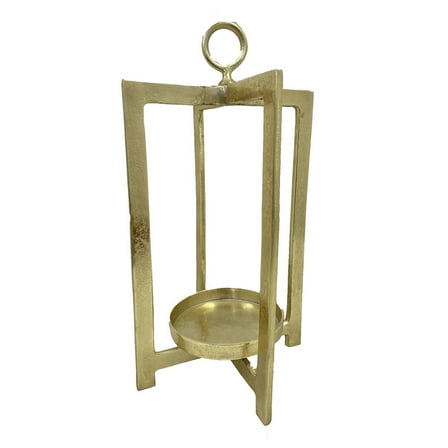 Siana Lantern Candle Holder, 20 Inch Classic Gold Finished Metal Frame