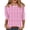 12#Hot Pink, variant on Womens Plaid Striped Crop 3/4 Sleeve Block Tops Shirts 2026 Spring Summer 3/4 Sleevel Casual Shirts