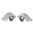 thumbnail image 2 of Yoursfs Grey Pearl Earrings for Women Round Pearl with Cubic Zirconia Silver Piercing Stud Earrings Elegant Prom Jewelry for Bridal Wedding, 2 of 5