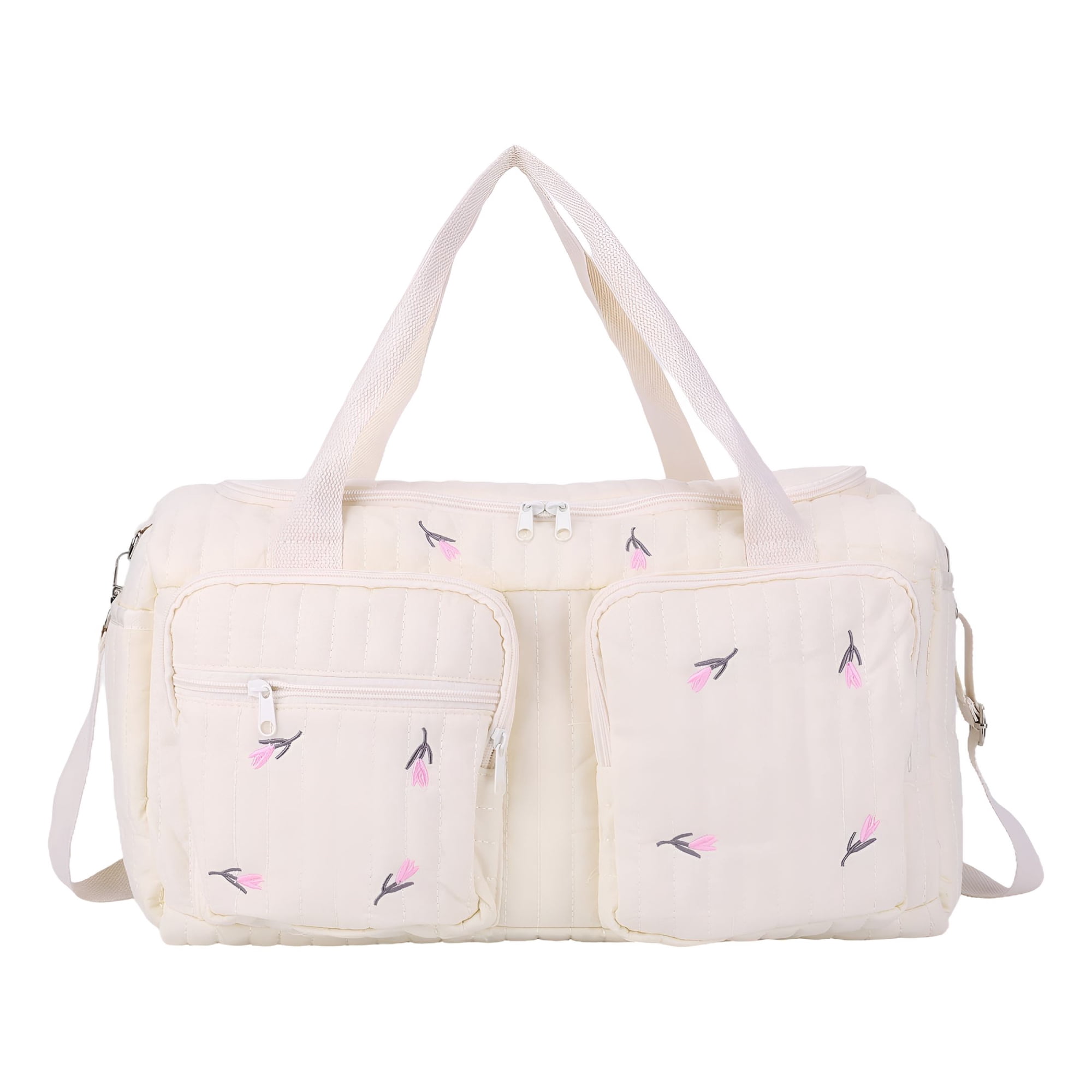 AOMRCOL Large Quilted Baby Diaper Bag Tote, Cute Duffle Weekender Bag for Women, Crossbody Mommy Bag for Travel, Hospital, Daycare, Shopping