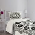 thumbnail image 3 of Ambesonne Peace Quilted Bedspread Set 2 Pcs, Mandala Art Harmony, Twin Size, Black White, 3 of 5