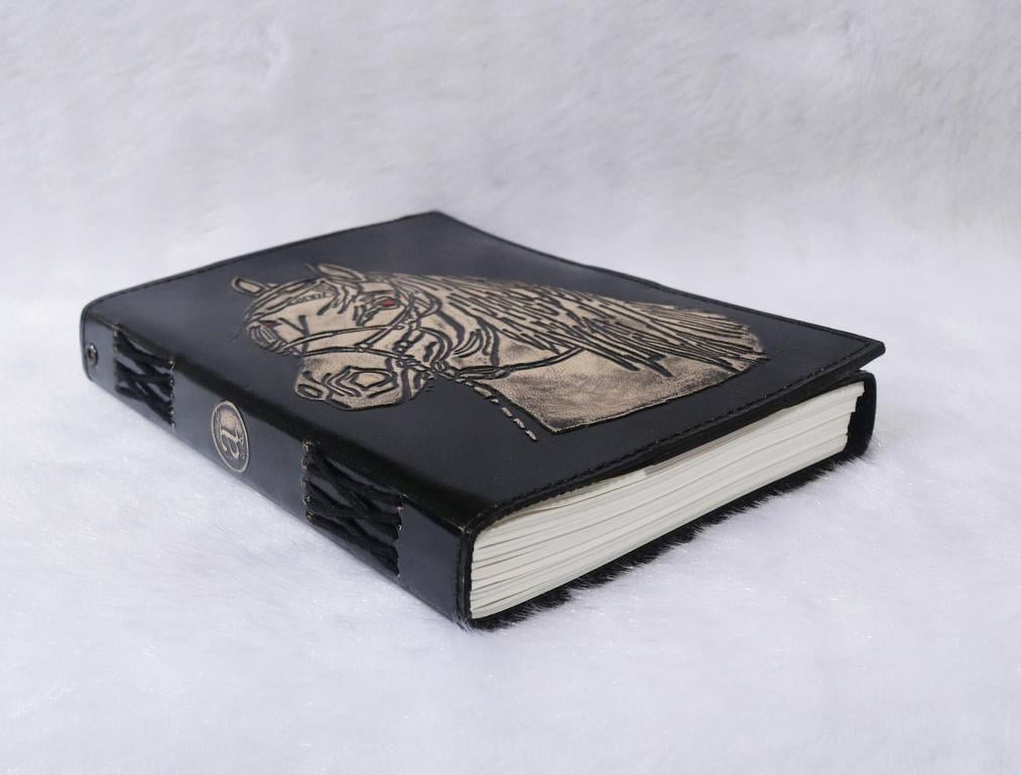 Leather Horse Journal Planner Notebook Sketchbook - Crazy Leather Writing Journal Lover Gift for Women & Men - 8x6 Inch ( Black)