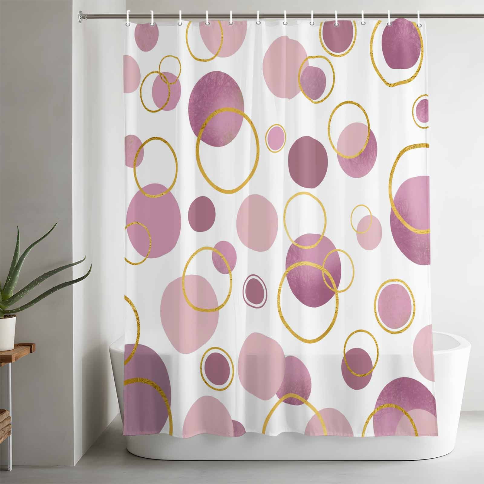 Pin Polka Dots Shower Curtain Set, Waterproof Shower Curtains for Bathroom, Modern Abstract Art Washable Fabric Cloth Bath Curtain for Bathtub Decoration with Hooks 72x78 Inches Geometric