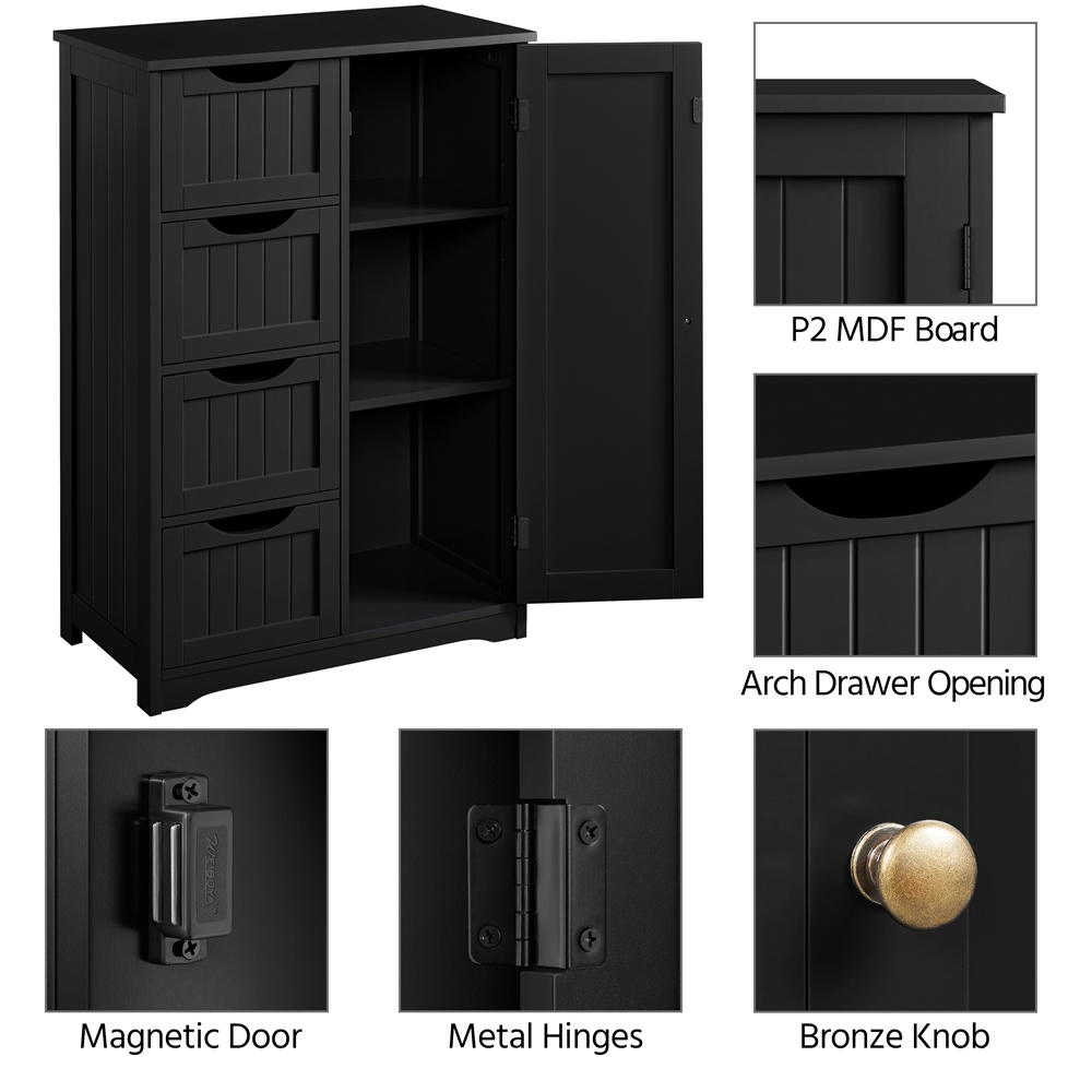 Yaheetech Wooden Bathroom Cabinet with Drawer and Freestanding, Black