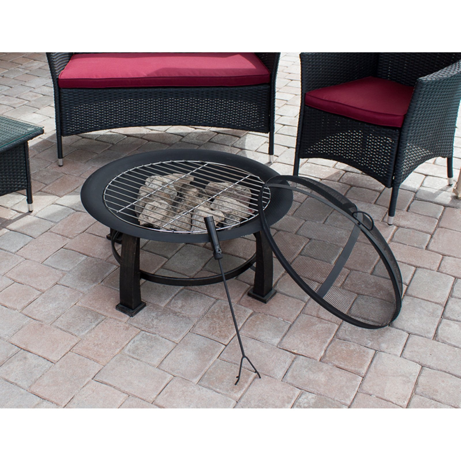 Az Patio Heaters 30 Diam Fire Pit With Cooking Grate Com