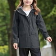 thumbnail image 2 of UYYX Coats For Girls Black Jacket For Girls Boys Girls Hooded Jackets Cotton Blend Rain Jackets 7-8 Years, 2 of 6