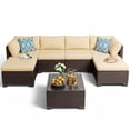 thumbnail image 6 of Asofer 7 Piece Outdoor Patio Conversation Sets，Patio Sectional Furniture Set with Ottomans and A Coffee Table for Courtyard，Poolside，Party，Beige, 6 of 6