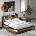 thumbnail image 2 of Costway Queen Industrial Platform Bed Frame with Drawer Storage Headboard Charging Station, 2 of 9