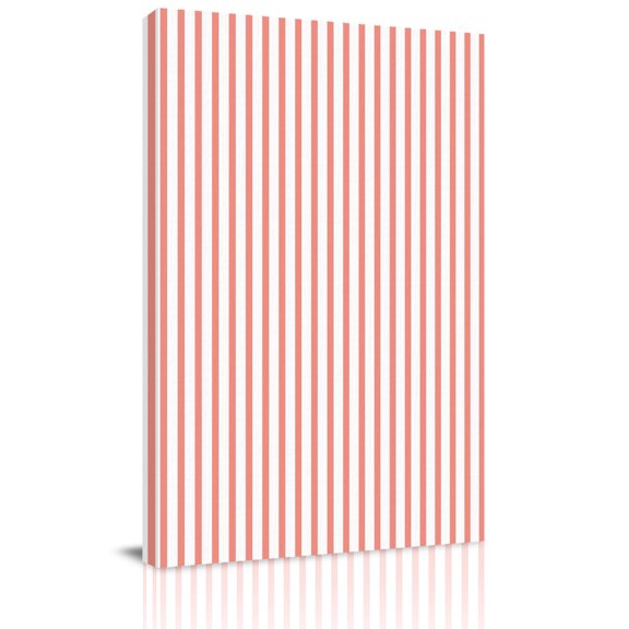 Canvas Wall Art, Coral Red Striped Framed Canvas Prints for Bedroom Living Room, Modern Red Farmhouse Vertical Stripes Large Gallery Wrapped Wall Decor for Home Office, Gifts, 18"x24" Ship Next Day