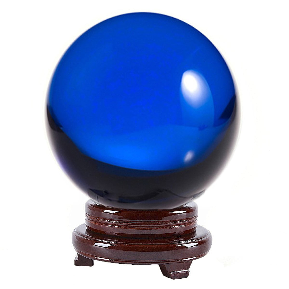 Crystal Ball Sphere 4in Green with Wood Stand Emerald 110mm 