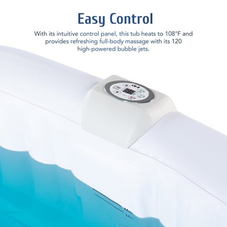 2-4 Person PVC Inflatable Bathtub w 120 Jets & Hot Tub Cover for Backyard & More Blue