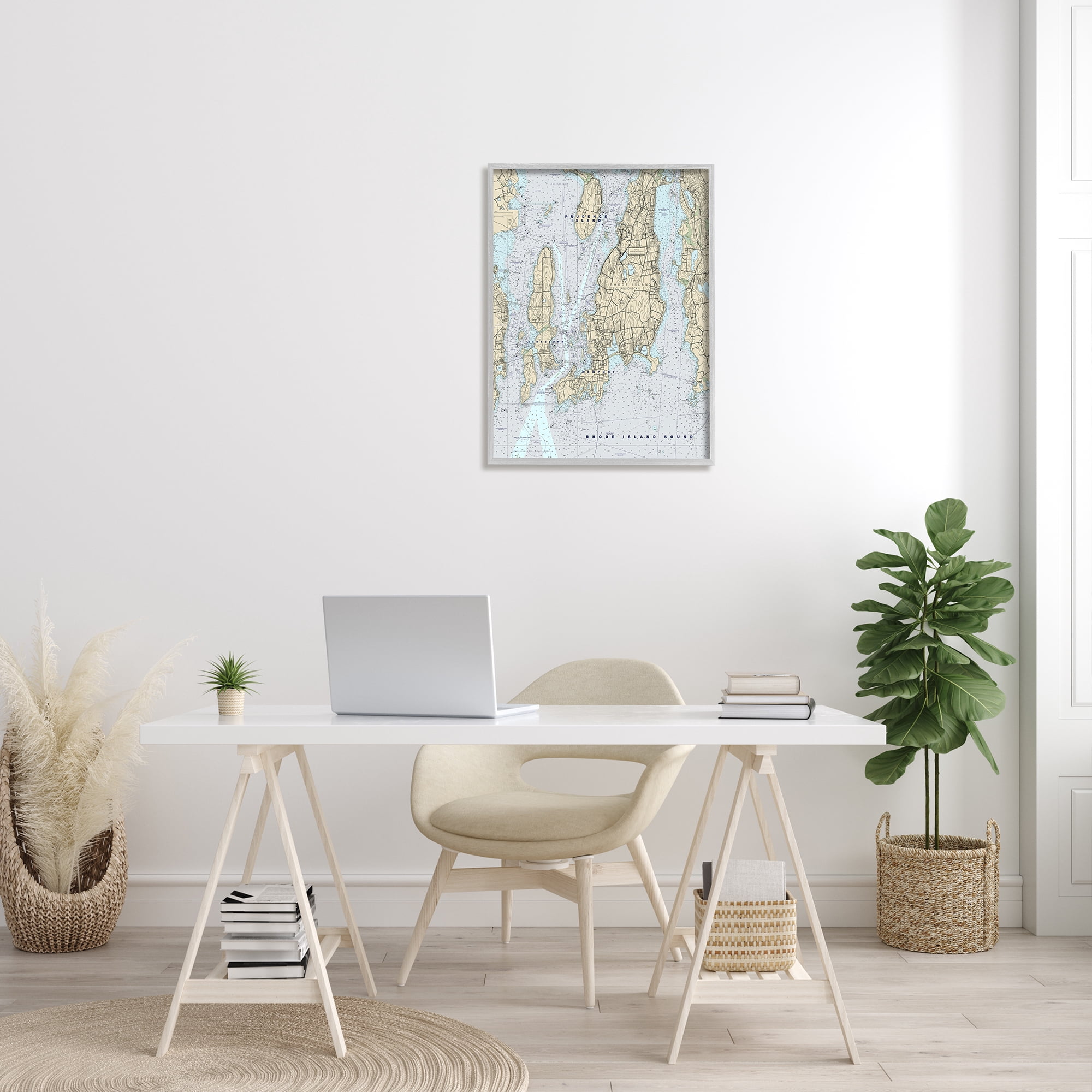 Stupell Industries Rhode Island Coastal Map Prudence Jamestown Newport, 24 x 30, Designed by Daphne Polselli