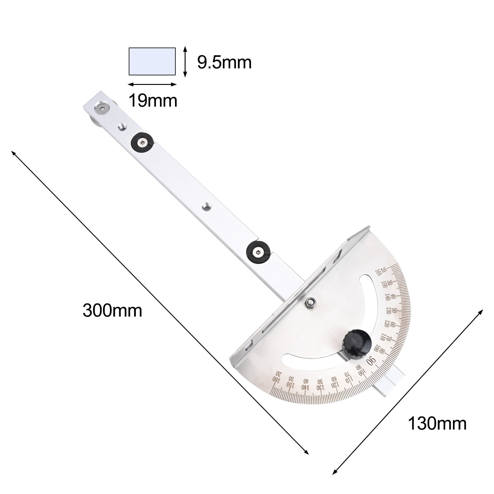 Woodworking Table Saw Adjustable Angle Ruler Miter Gauge with Track Stop Backer A