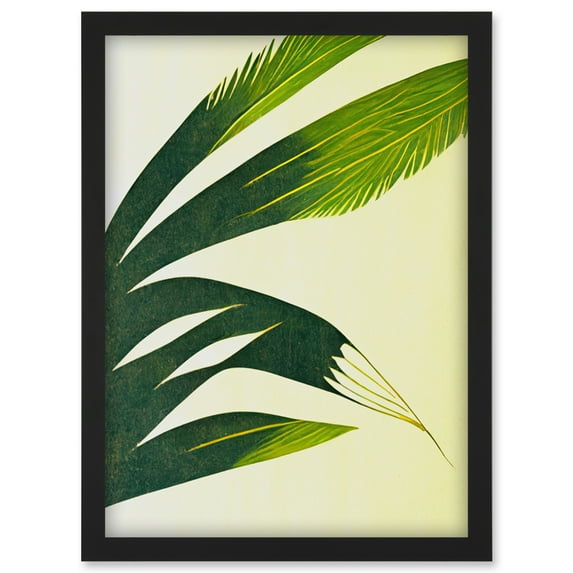 Modern Abstract Fan Palm Tree Leaf Illustration Artwork Framed Wall Art Print A4