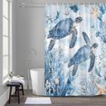 thumbnail image 5 of Retro Sea Turtles Bathroom Shower Curtain, Ocean Sea Star Corals Animals Waterproof Washable Soft Bath Curtain for Bathtub Decor with 12 Hooks&Grommet, 66x72 Inch, 5 of 9