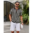 thumbnail image 4 of COOFANDY Men's Knit Shirts Short Sleeve Button Down Polo Shirt Striped Casual Summer Beach Shirts, 4 of 6