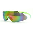 thumbnail image 3 of Color Mirror Minimalist Half Rim Shield Sport Wrap Around Sunglasses Green Rainbow Mirror, 3 of 4