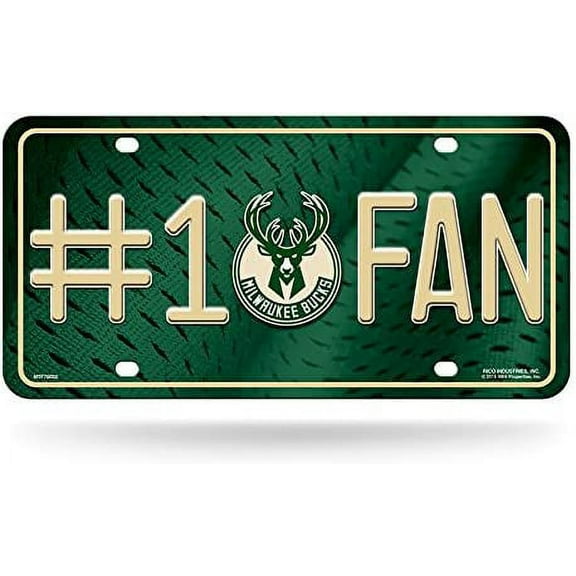 Bucks #1 Fan Metal License Plate Tag , 6 x 11.5"