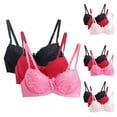 thumbnail image 3 of Alkepwun Minimizer Bras for Women Sensual Plus Size Lace Push Up Bra Plus Size Adjustable Straps Comfortable Breathable Everyday Lingerie 3PC, 3 of 3