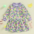 thumbnail image 2 of vigerkar Baby Girl Mardi Gras Outfit Toddler Camo Polo Dress Long Sleeve Button Up Collared A Line Dresses (Purple, 4-5 Years), 2 of 3