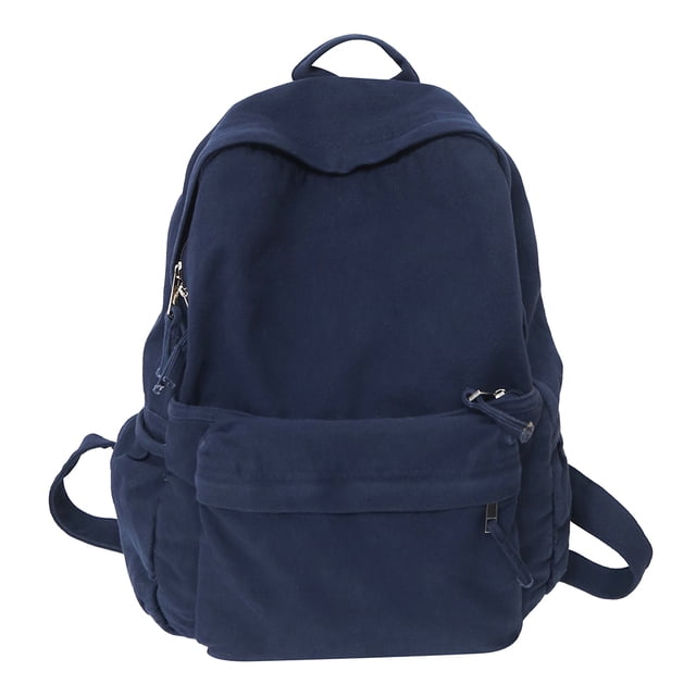 Mochila de lona Cómoda Bolso de viaje para estudiante de hombro sólido (Azul)