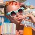thumbnail image 1 of FACESOW 300 pajitas desechables de plástico, coloridas y flexibles, para fiestas, para beber, cola, agua y más (300 unidades, multicolor), 1 of 6