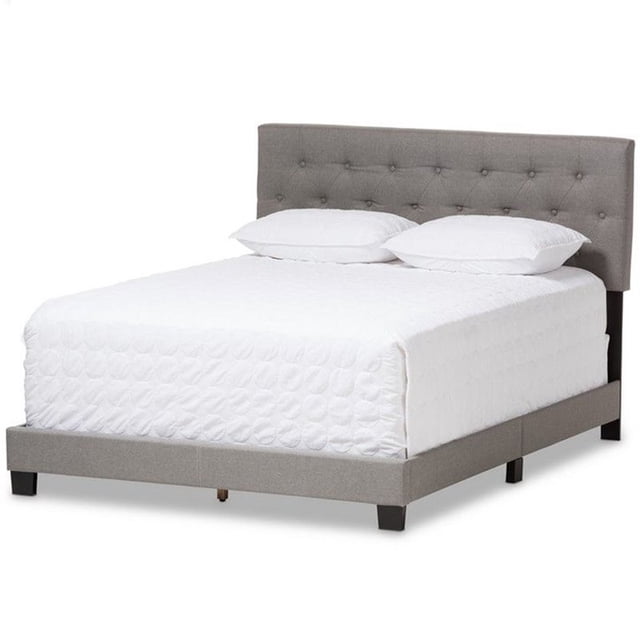 Baxton Studio Cassandra Tufted Full Low Profile Bed in Light Gray
