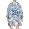 thumbnail image 2 of Wearable Oversized Blanket,Blue Ethnic Mandala Pattern Wearable Blanket Hoodie for Adults,Cozy Hooded Blankets with Super Pockets,Super Warm Fuzzy Pullover for Women & Men, 2 of 6