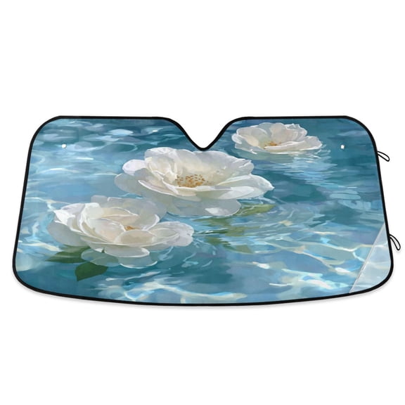 Iauyy Foldable Windshield Sun Shade for Cars, Interior Sun Protection for car UV Protection for Sedan/SUV/Truck, (S/M/L) Clear and Transparent Ripples