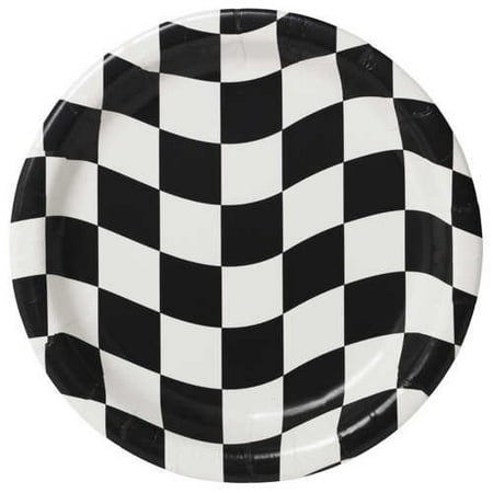 Race Party Supplies Black and White Check 9 inch Lunch/Dinner Plates