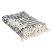 Contemporary Home Living Adobe Stripe Classic Gray Cotton Throw, 50" x 60", Patterned