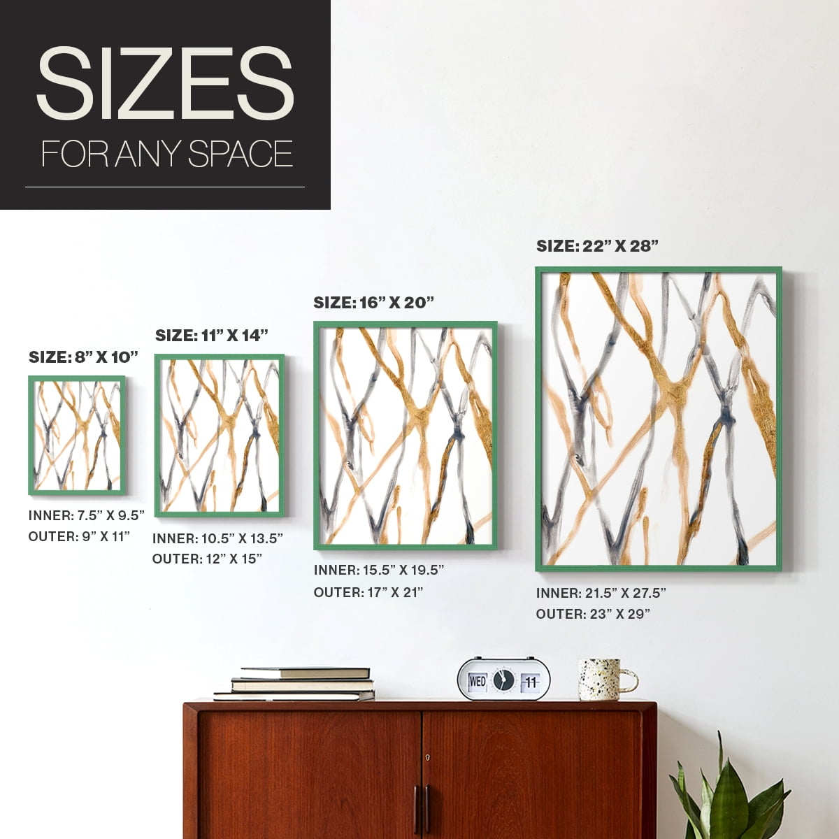 Runnel IX in Green Solid Wood 8 x 10 Framed Print