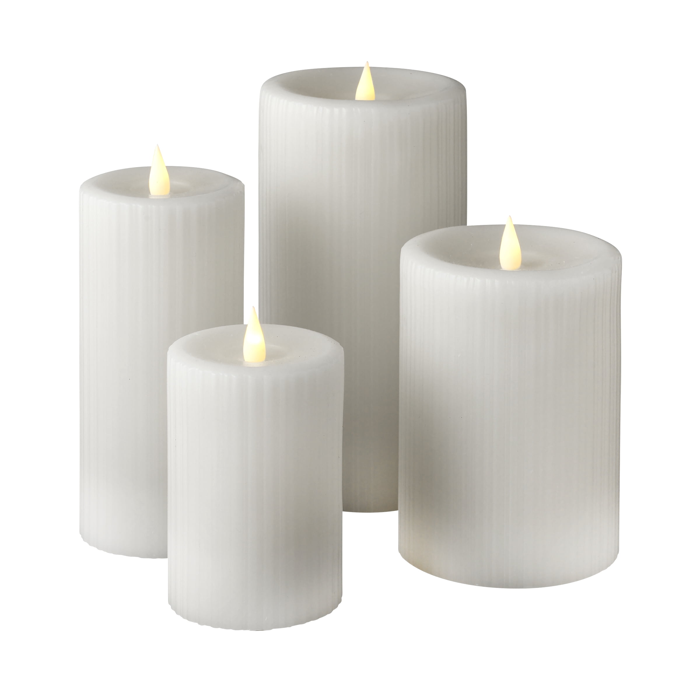 Fine Ribbed Motion Flameless Candle 4x6 White