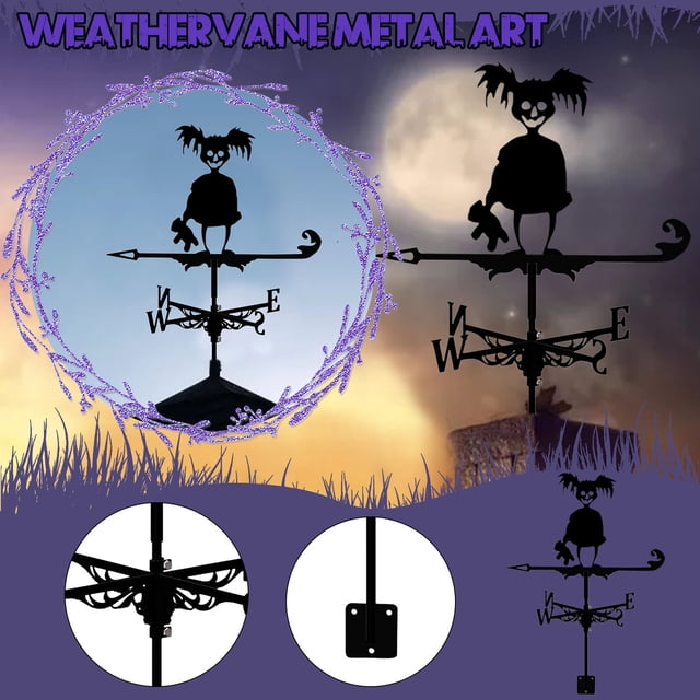 Direction Vane Decoration Metal Wind Halloween Weather Indicator Scary Garden Home Decor