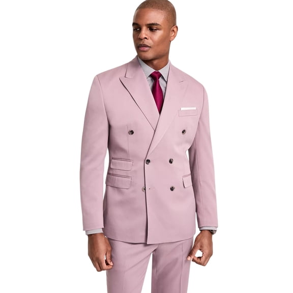 Tayion Mens Classic fit Double Breasted  Suit Jacket Blazer 38 R Purple Mauve