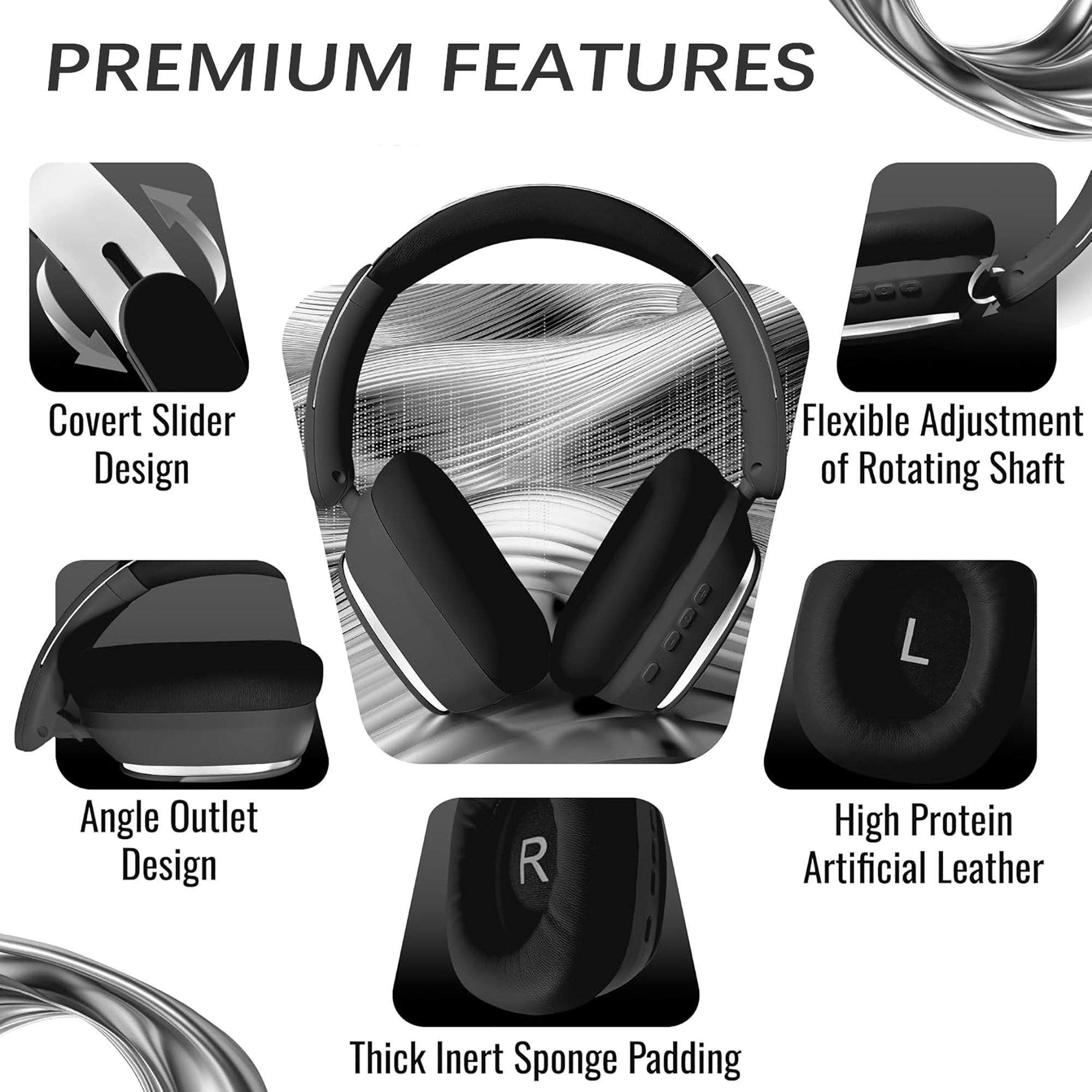 Wireless Bluetooth 5.4 Over-Ear Headphones, Active Noise Canceling ANC, 400mAH Battery, Foldable, Built-in Mic, Soft Earpads, Adjustable for Gym, Work, Travel, iOS/Android