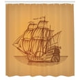 thumbnail image 3 of Vintage Boat Shower Curtain, Hand Drawn Style Weathered Old Ship in Earth Tones Marine Frigate Motif, Fabric Bathroom Set with Hooks, 69W X 84L Inches Extra Long, Brown Pale Brown, by Ambesonne, 3 of 3