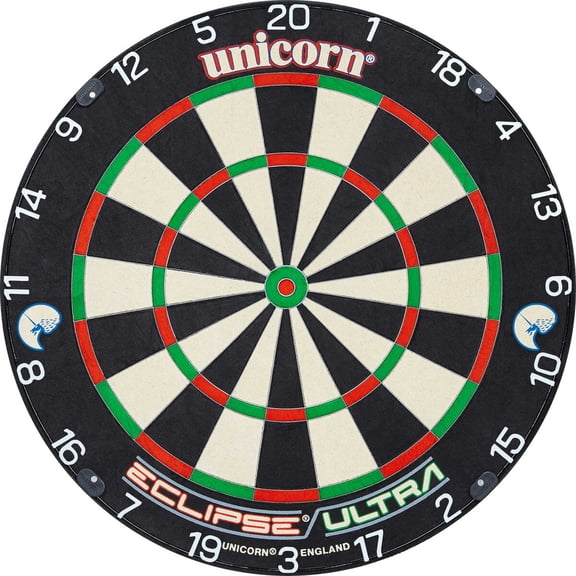 Unicorn Eclipse Ultra Bristle Dartboard - Ultra Spider and Bullseye with 33% Less Embedded Wire - Ultra-Vis Number Ring - UniLock System for Stability