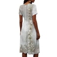 thumbnail image 6 of Minjewel Women's Floral Mini Dress with V-Neck Short Sleeve - Print Summer Dress, Loose Flowy Beach Party Outfit, Comfy Vacation Top,White,2XL, 6 of 6