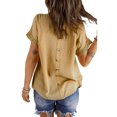 thumbnail image 4 of TRKIYQC Boho Camiseta de Manga Corta para Mujer Verano, Jacquard Eyelet Hollow Out Camiseta de Cuello Redondo Casual Tops TRKIYQC moda, 4 of 7