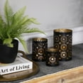 thumbnail image 3 of Northlight Laser-Cut Iron Votive Candle Holders - 6.25" - Black and Gold Finish - Set of 3, 3 of 6