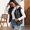 thumbnail image 3 of Defitshape Women's Hooded Denim Jacket Vest Loose Washed Casual Fashion Sleeveless Fall Top Summer Pockets Collared Button Down Jean Jackets w/ Detachable Hood Black Small, 3 of 5