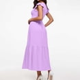 thumbnail image 2 of Vestido largo con mangas con volantes y pliegues para mujer - Extralargo informal con bolsillos, 2 of 8