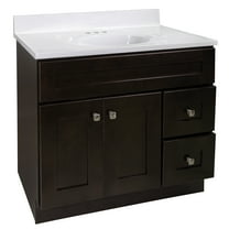 Design House Brookings 37" x 22" Ready to Assemble 2-Door 2-Drawer Bath Vanity with Cultured Marble 4" Centerset Solid White Top, Espresso/White