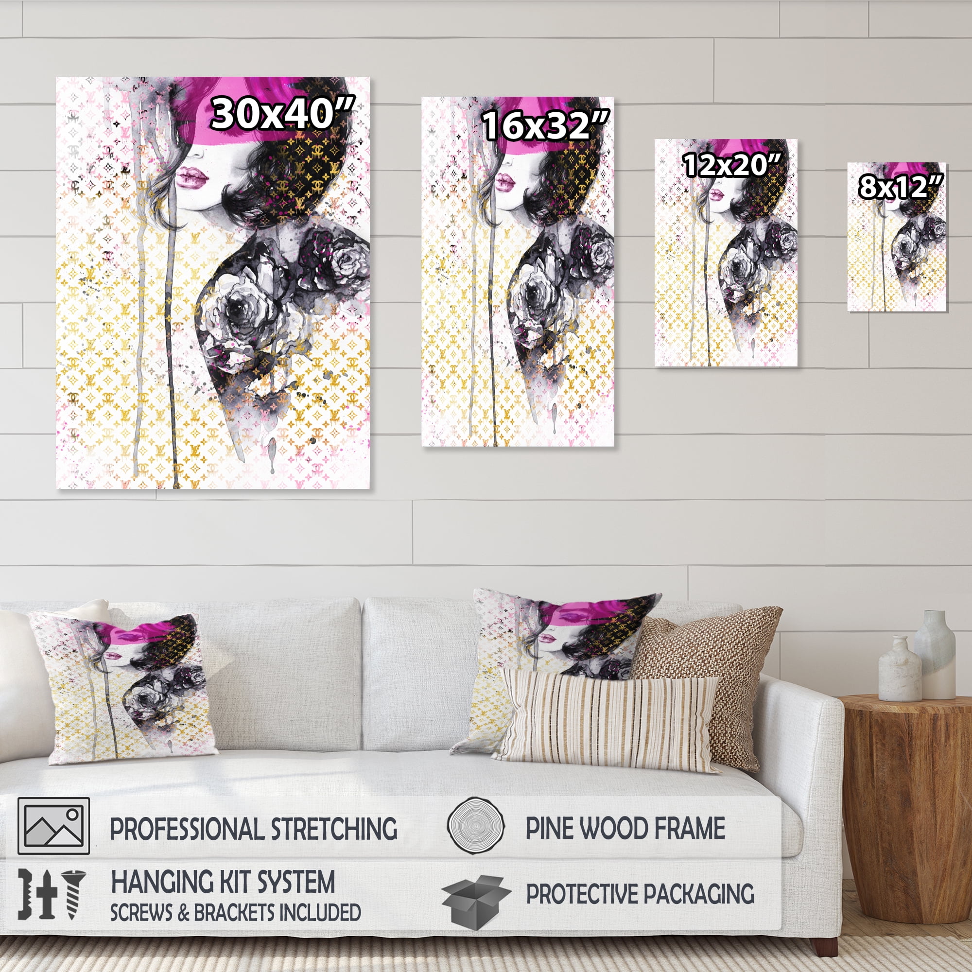 Designart Luxurious Femela Sketch I Canvas Wall Art