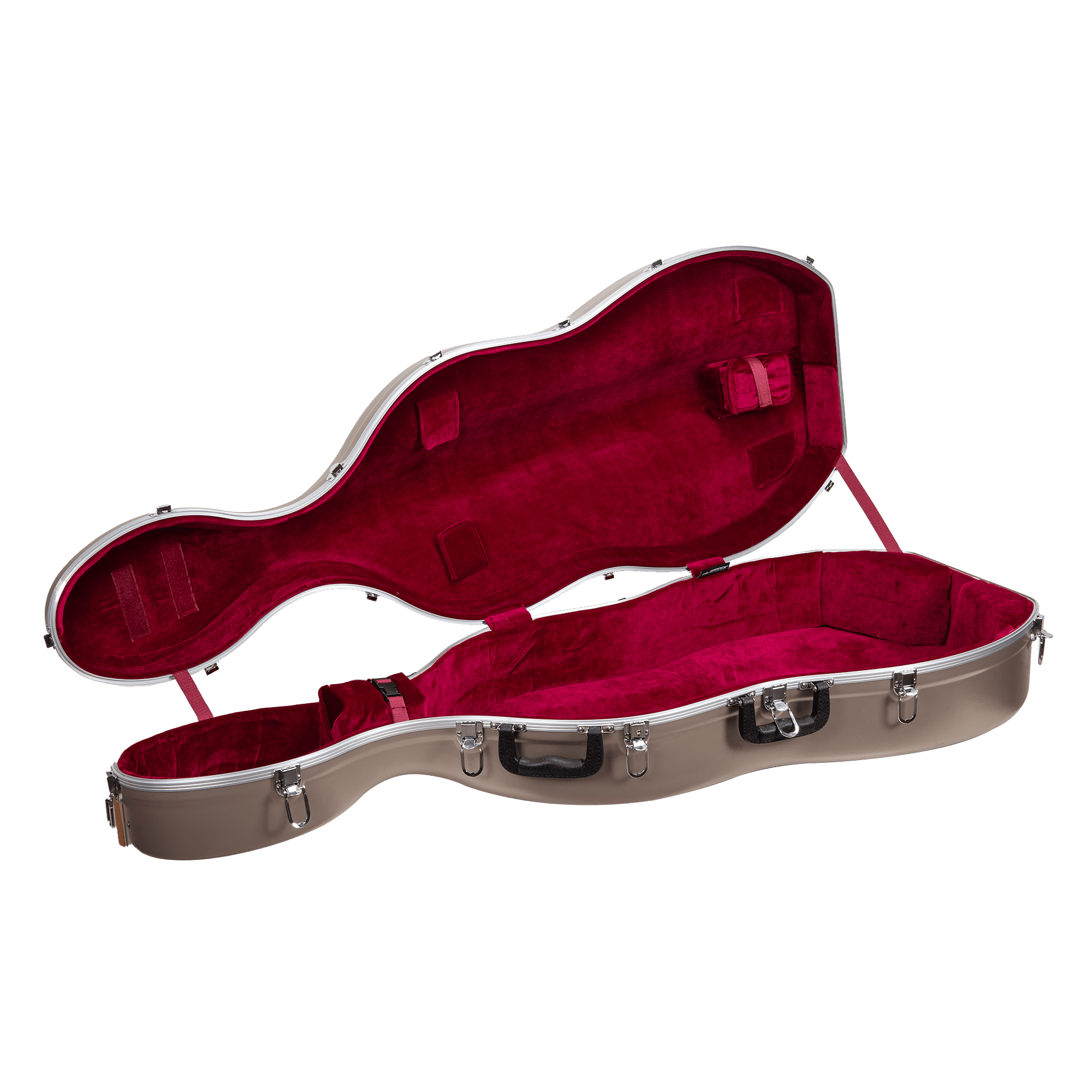 Crossrock 3/4 and 4/4 Size Cello Case | ABS Molded Hardshell with Wheels, Accessory Pocket, 2 Bow Holders, Security Lock, and Detachable Straps-Champagne