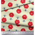 thumbnail image 3 of Soimoi Crepe Silk Fabric Floral & Bee Insects Print Fabric by Yard 42 Inch Wide, 3 of 3