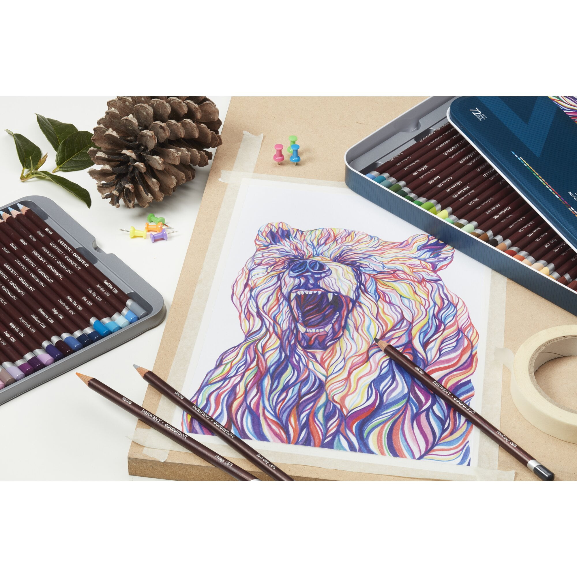 Derwent Coloursoft Pencils, 4mm Core, Metal Tin, 72 Count